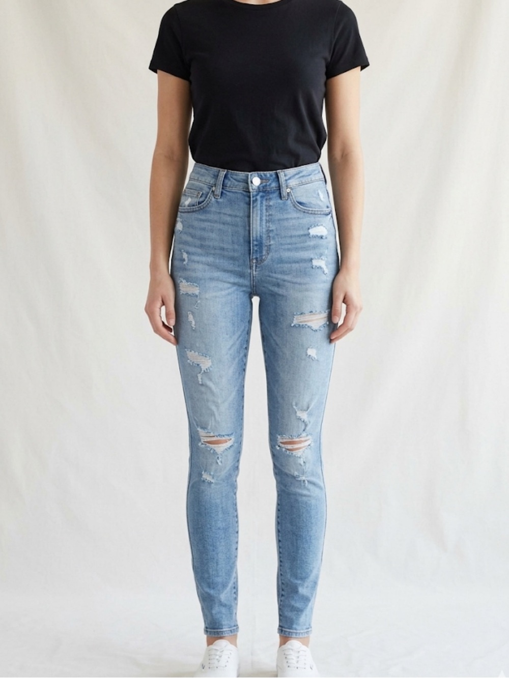 Garage Light Blue High Waisted Skinny Jeans 03